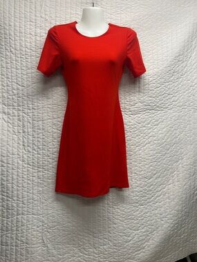 Reformation Red Ribbed Short-Sleeve Mini Dress